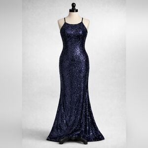 Lulu's Blue Sweetheart Maxi Gown for Prom